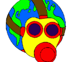 Coloring page Earth with gas mask painted byhome  terra