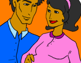 Coloring page Father and mother painted byMaria Fernanda