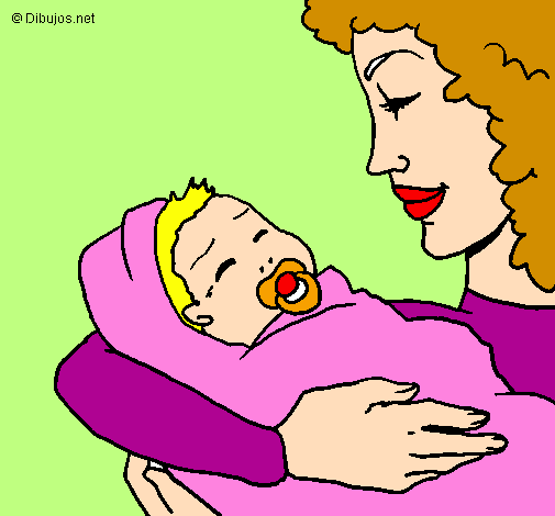 Coloring page Mother and daughter II painted byMaria Fernanda