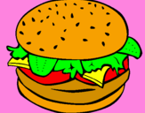 Coloring page Hamburger with everything painted bynala