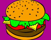 Coloring page Hamburger with everything painted byMaria Fernanda