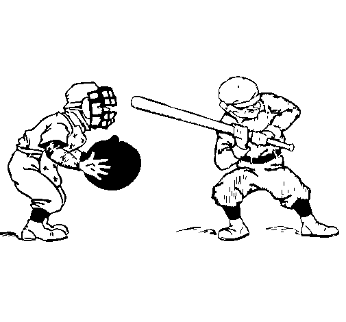Coloring page Fielder and batter painted bygfdg