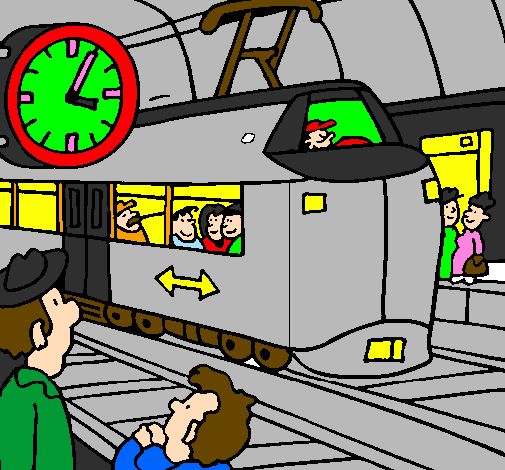 Coloring page Railway station painted byenzo
