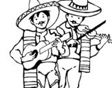 Coloring page Mariachi musicians painted bytom