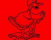 Coloring page Duck on scooter painted byllasmin
