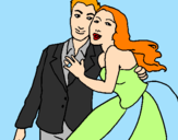 Coloring page The bride and groom painted byLucia Moreno