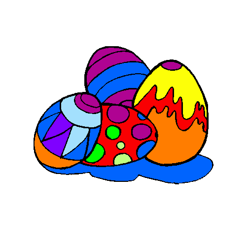 Coloring page Easter eggs painted bybilly
