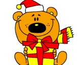 Coloring page Teddy bear with present painted byPartiesss