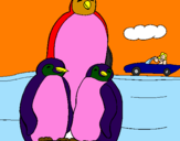 Coloring page Penguin family painted byDanthon ruan mira