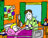 Coloring page Little boy in hospital painted bycarmen