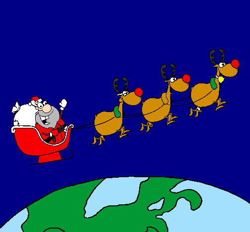 Coloring page Father Christmas delivering presents 3 painted byestuardo