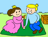Coloring page Prince and princess on picnic painted bymartina