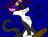 Coloring page Witch cat painted byLuna Azul
