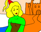 Coloring page Princess and castle painted byjhtfg