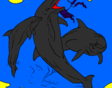 Coloring page Dolphins playing painted bychloe