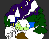 Coloring page Christmas town painted byLuna Azul