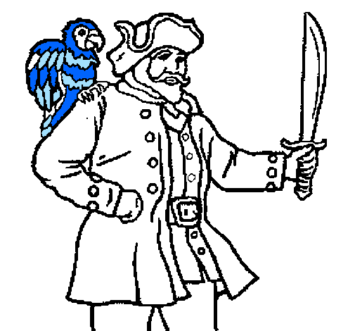 Coloring page Pirate with parrot painted bygustavo marques