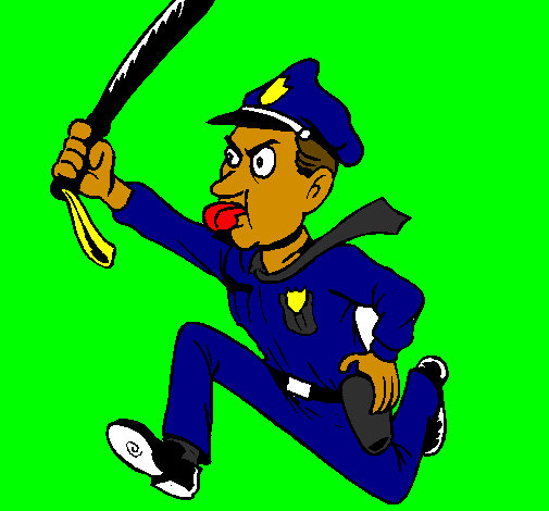 Coloring page Police officer running painted byJayson Oakman