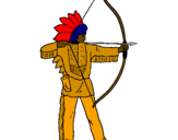 Coloring page Indian with bow painted bykelan