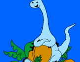 Coloring page Seated Diplodocus  painted byANA SOPHIIA