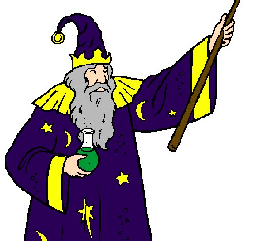 Coloring page Magician with potion painted byWizard