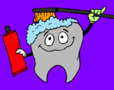 Coloring page Tooth cleaning itself painted byBruce 