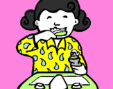 Coloring page Little girl brushing her teeth painted byjoceli