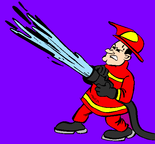 Coloring page Firefighter with fire hose painted bylucca