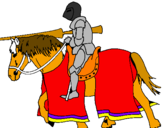 Coloring page Fighting horseman painted bykelan