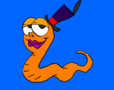 Coloring page Worm with hat painted byasilo            