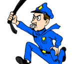 Coloring page Police officer running painted byB-BLOB