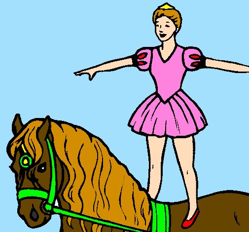 Coloring page Trapeze artist on a horse painted bylana