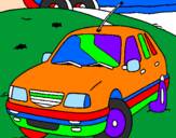 Coloring page Car on the road painted byanonymous