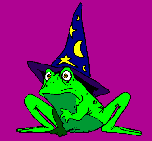 Coloring page Magician turned into a frog painted bylopu