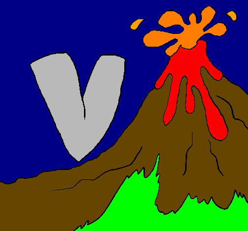 Coloring page Volcano  painted bypop