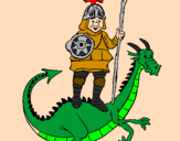 Coloring page Saint George and the dragon painted byEloise