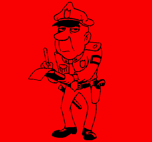 Coloring page Police officer giving a fine painted byClaudio