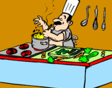 Coloring page Cook in the kitchen painted byluukii