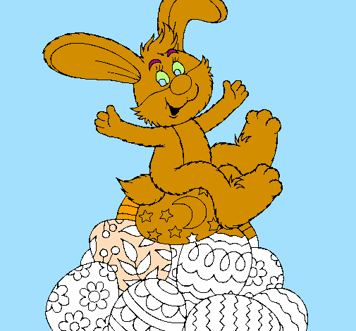 Coloring page Easter bunny painted bylaura