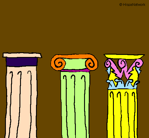 Coloring page Doric, Ionic and Corinthian capitals painted byFFFDoso