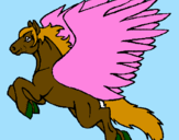 Coloring page Pegasus flying painted byz