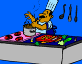 Coloring page Cook in the kitchen painted byFFFDoso