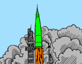 Coloring page Rocket launch painted byvalentin