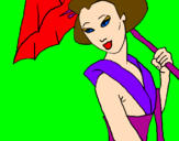 Coloring page Geisha with umbrella painted bygiulia  nelli
