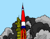 Coloring page Rocket launch painted byMom