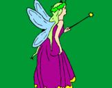 Coloring page Fairy with long hair painted byeime