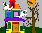 Coloring page Ghost house painted byEmma