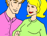 Coloring page Father and mother painted bymaria