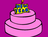 Coloring page New year cake painted bysofia