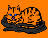 Coloring page Cat in bed painted byI love cats and kitties